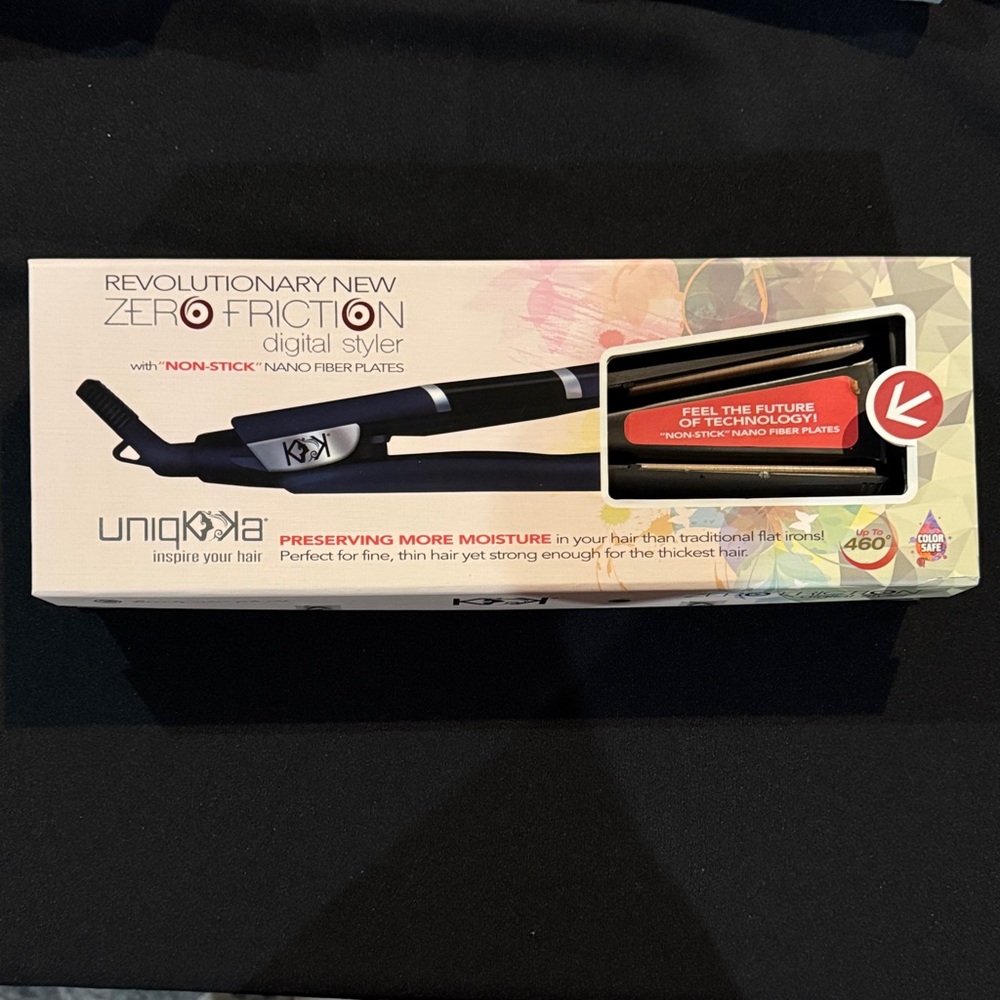 Pro Zero Friction Styler with non stick fiber Plates.  Flat Iron NEW in Box